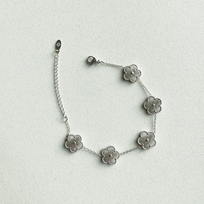 Bracciale 5 fiori silver