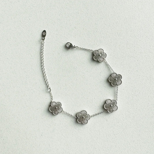 Bracciale 5 fiori silver