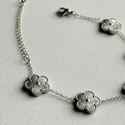 Bracciale 5 fiori silver