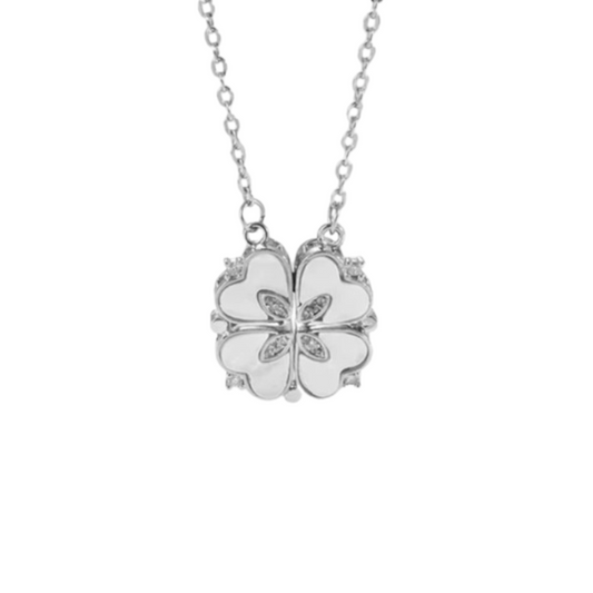 Silver four-leaf clover necklace