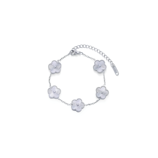 Bracciale 5 fiori silver