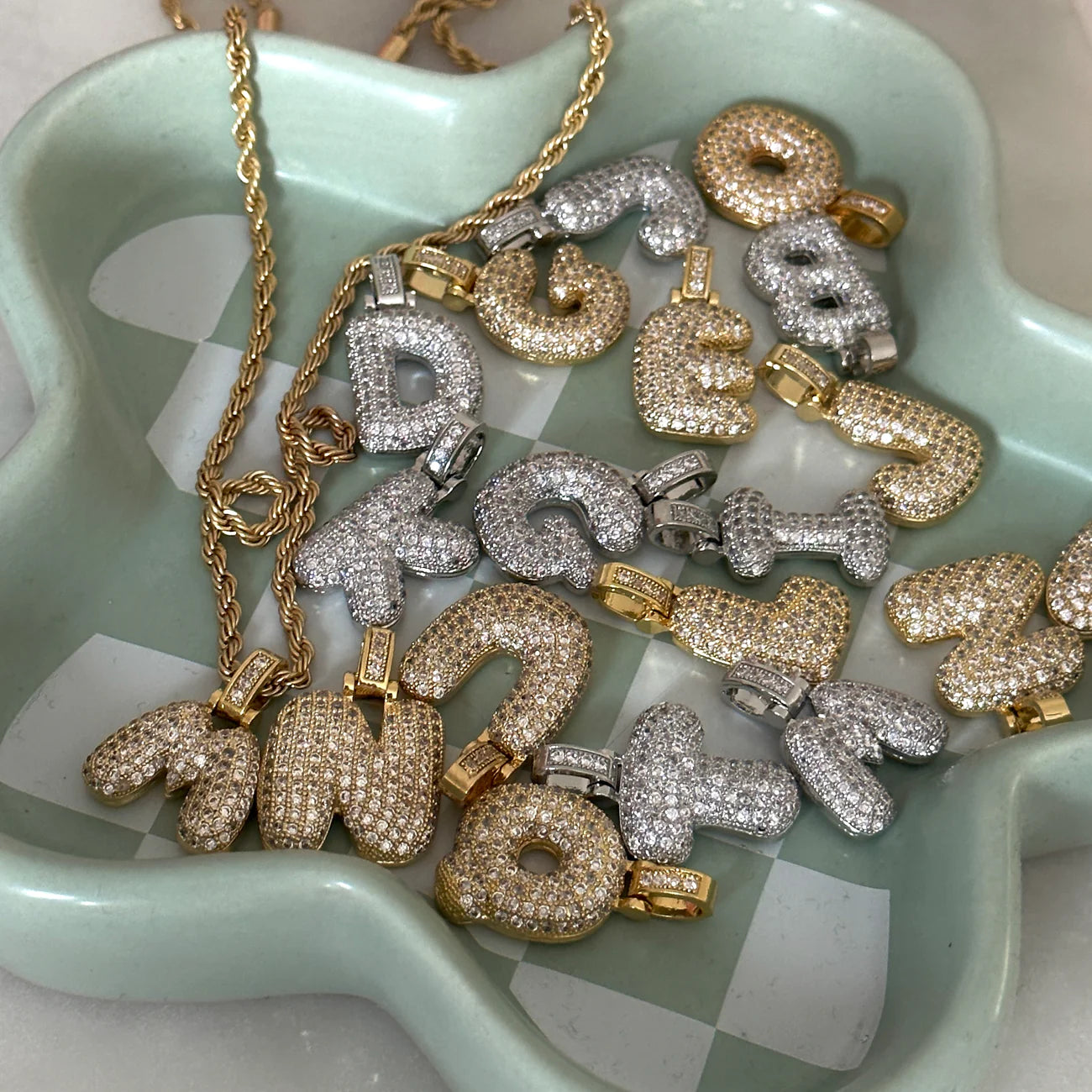 BUBBLE LETTER CZ NECKLACE