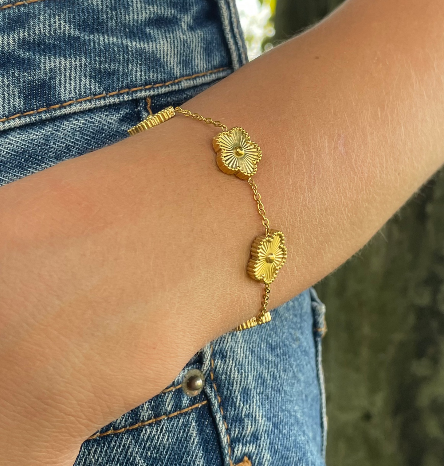 Bracciale 5 fiori gold