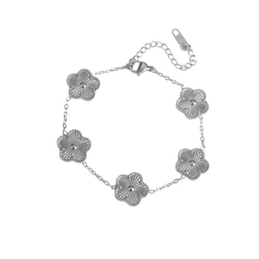 Bracciale 5 fiori silver