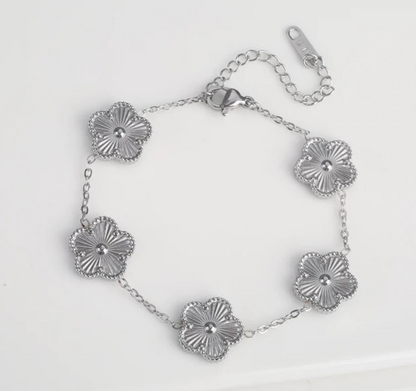 Bracciale 5 fiori silver