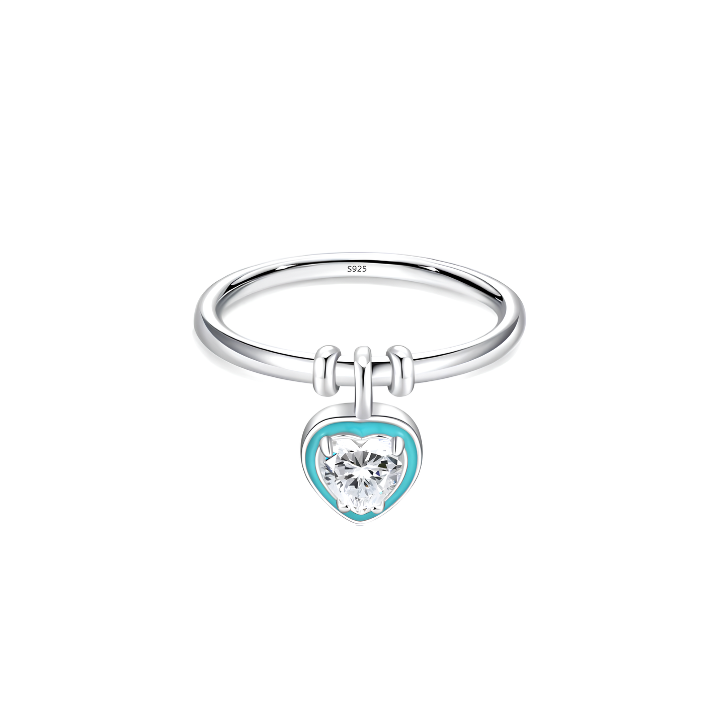 Anello cuore blu (argento 925)